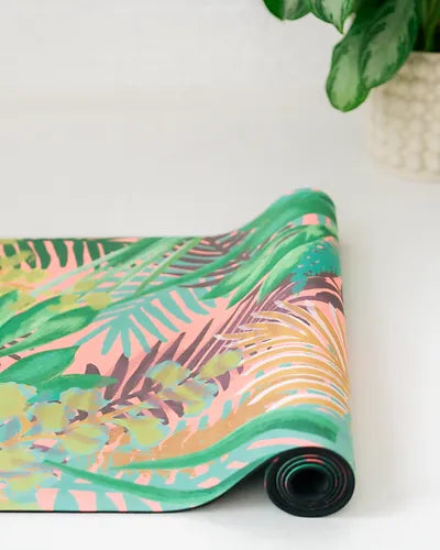 Luxe Yoga Mat | Kew Tropics Hot Pink - NØRDEN
