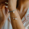 Crystal Minimal Bracelet | Marina - Pearl + Sea Blue Cord