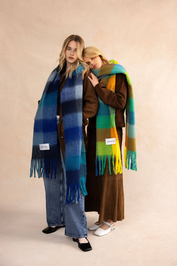 Recycled Soft Scarf | Reykjavik Mossy Green Check