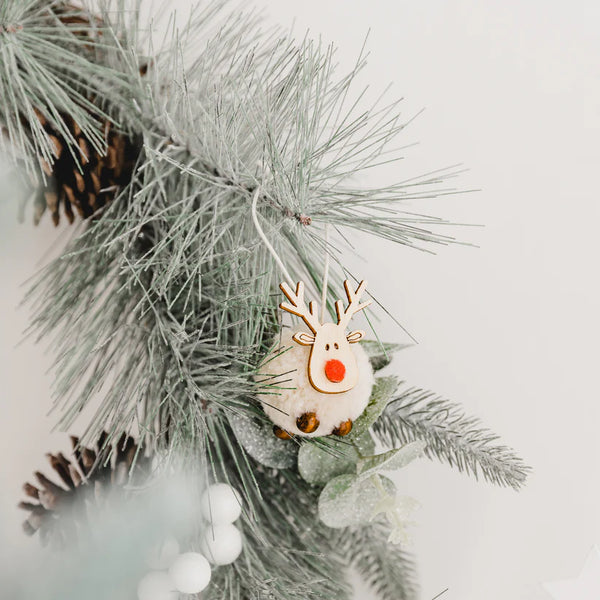 Colourful Pompom Bauble | Beige Elk