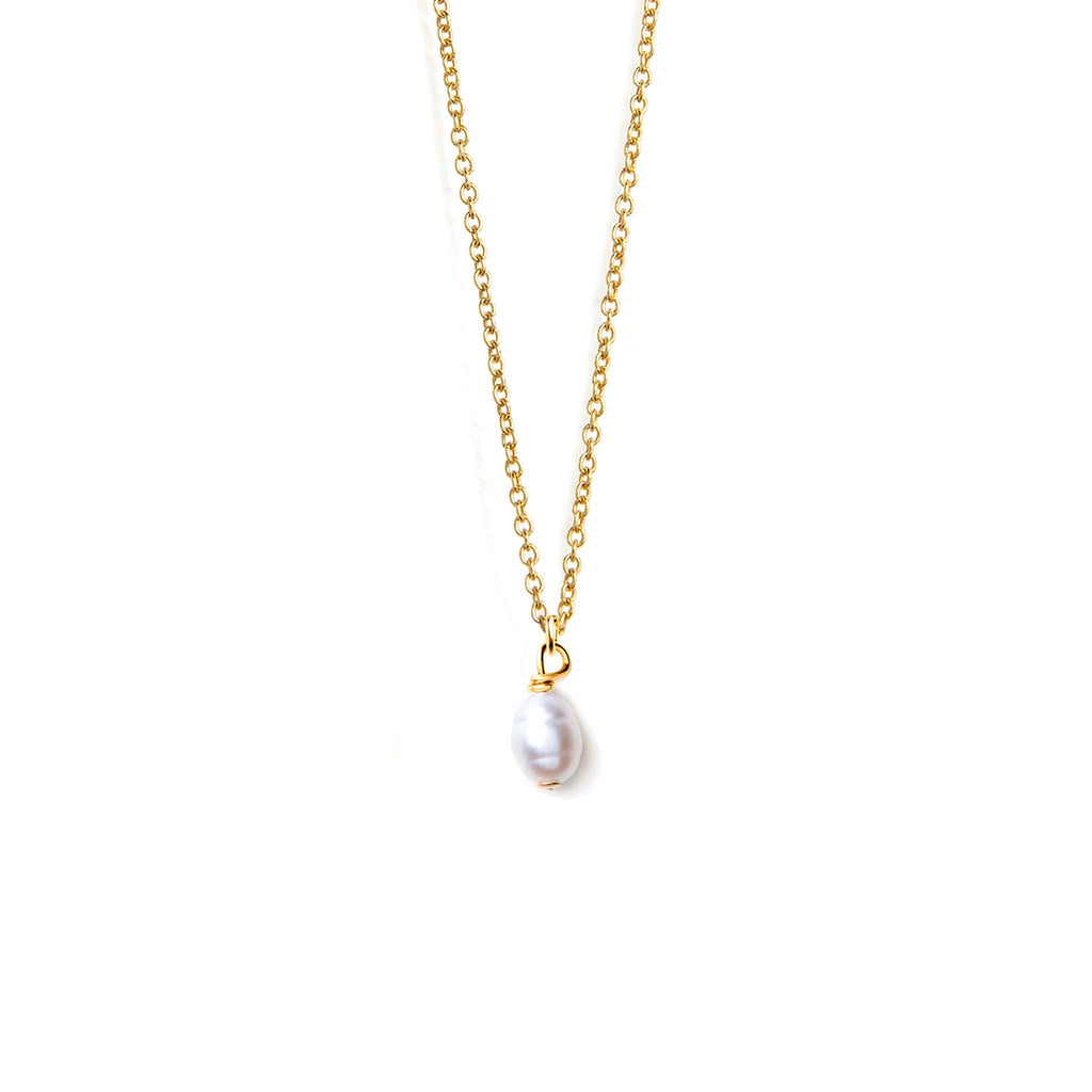 Gold Minimal Necklace | Freshwater Pearl