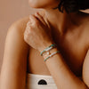Crystal Minimal Bracelet | Marina - Pearl + Sea Blue Cord