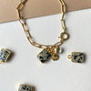 Gold Modern Bracelet | Dalmatian Jasper, Clear Quartz + Moon