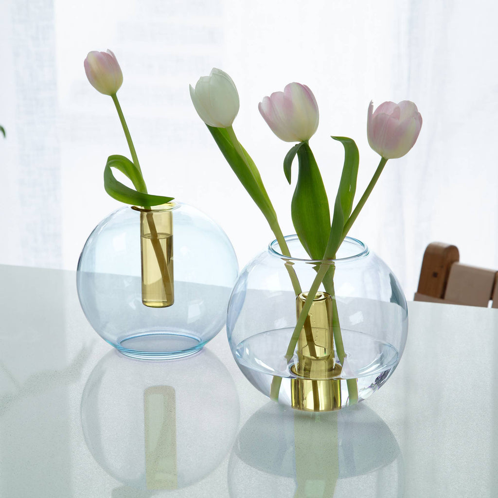 Glass Bubble Glass | Blue + Yellow