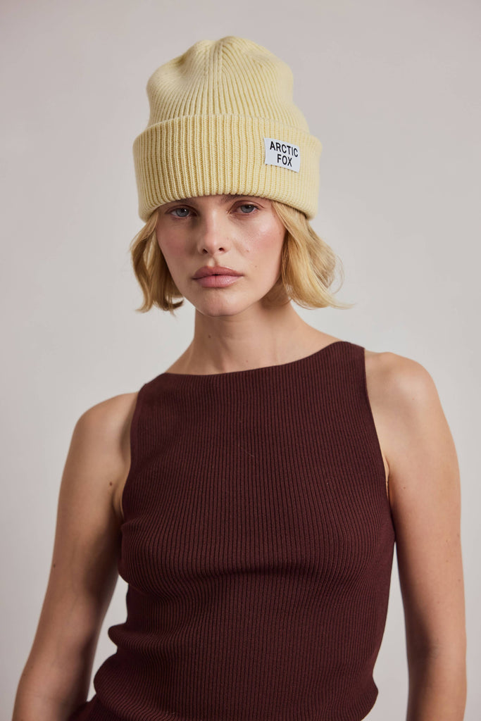 Recycled Beanie Hat | Wax Paper Yellow