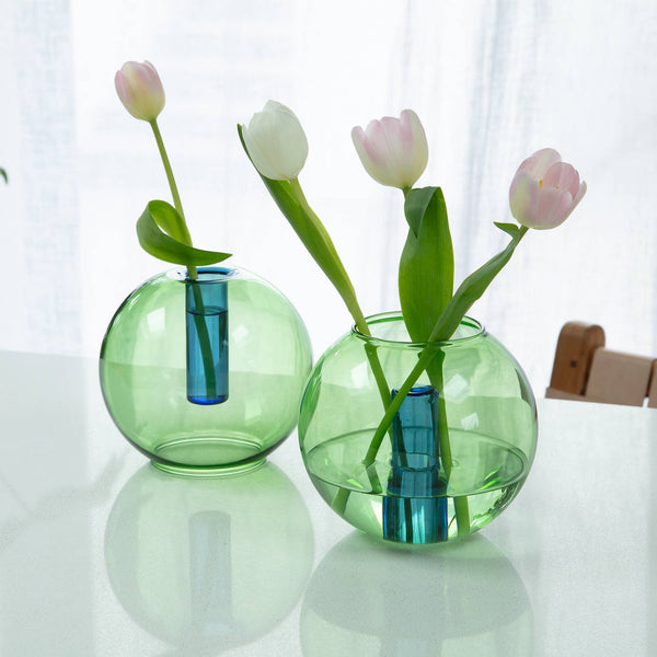 Glass Bubble Vase | Blue + Green