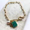 Gold Modern Bracelet | Malachite, Emerald + Star