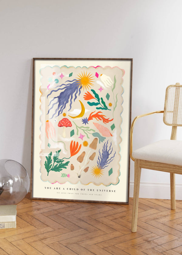 Floral Art Print | You are a Child of the Universe A4