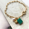 Gold Modern Bracelet | Malachite, Emerald + Star