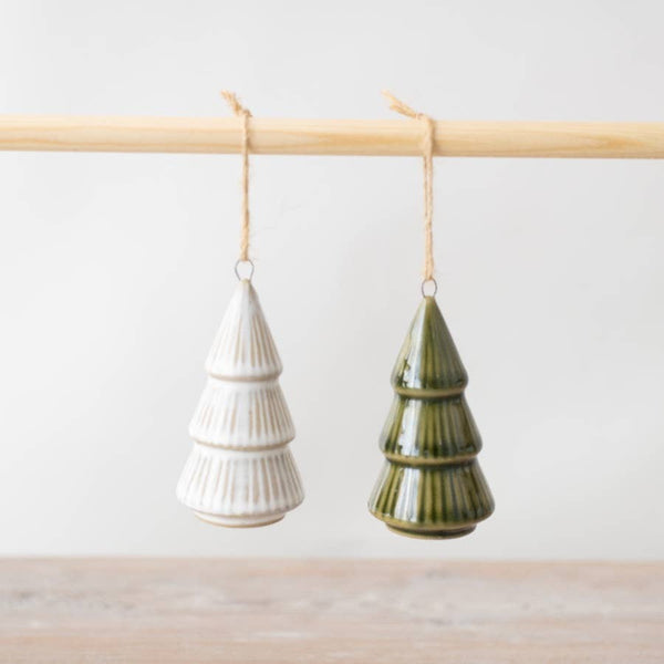 Porcelain Green Hanging Tree Decoration, 8cm