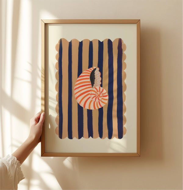 Coastal Art Print | Red Stripe A4