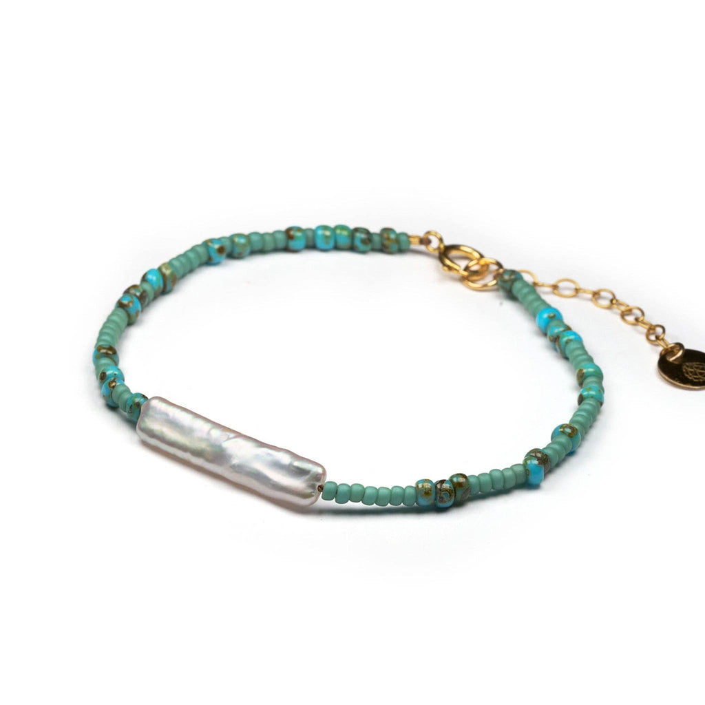 Beaded Layering Bracelet | Ischia - Pearl + Turquoise