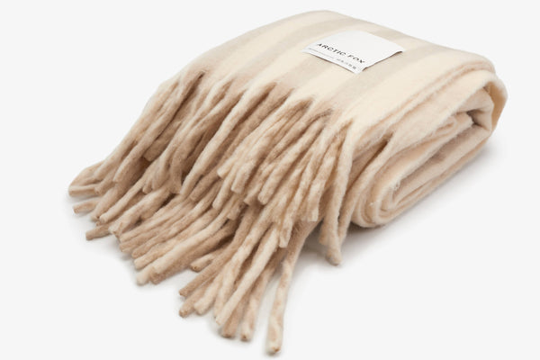 Recycled Soft Throw |  Wool Stripe Pale Taupe 24