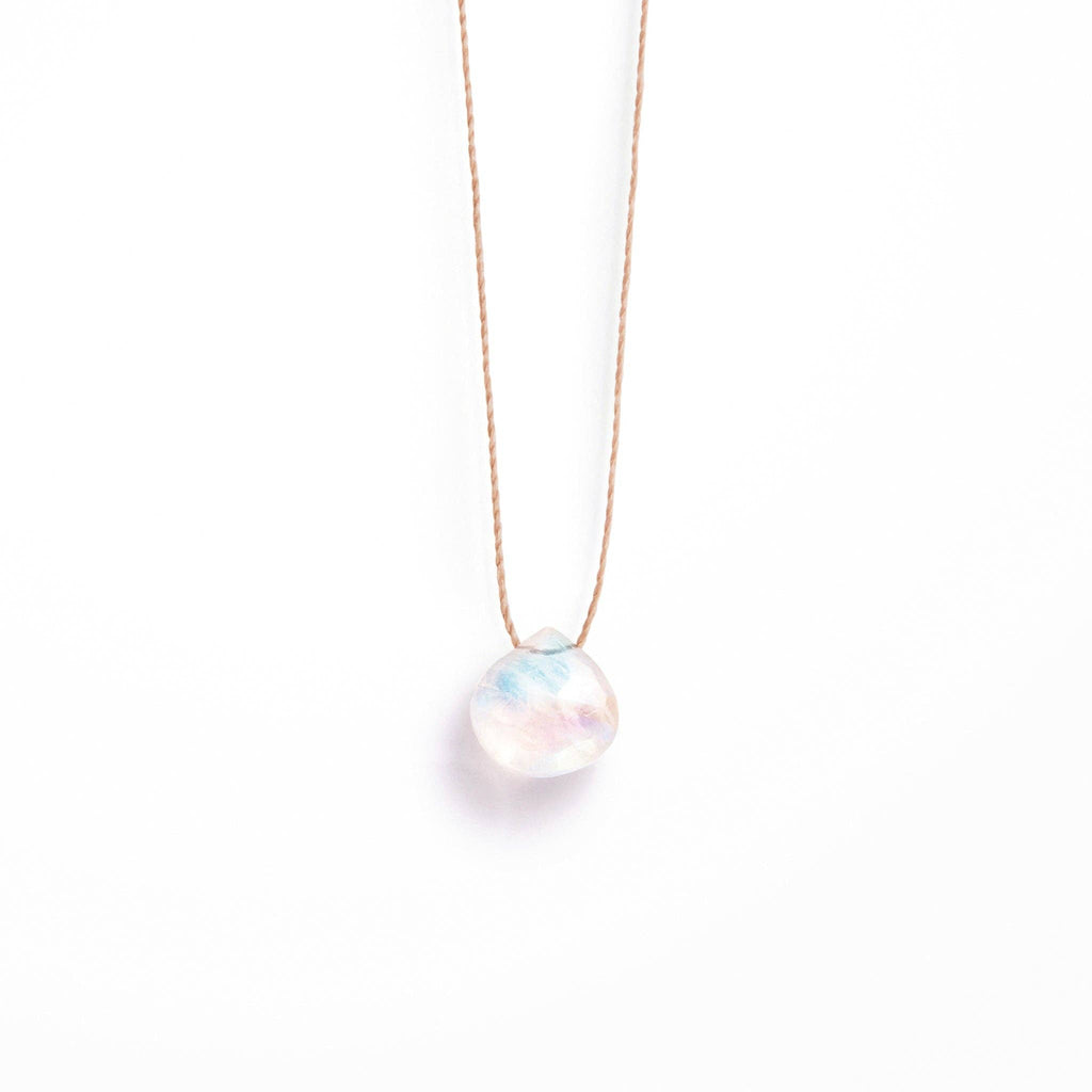 Crystal Minimal Necklace | Rainbow Moonstone