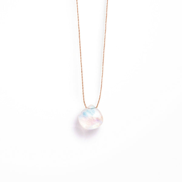 Crystal Minimal Necklace | Rainbow Moonstone
