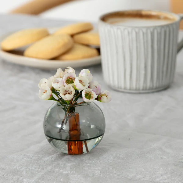 Glass Reversible Vase | Mini Bubble Grey + Orange
