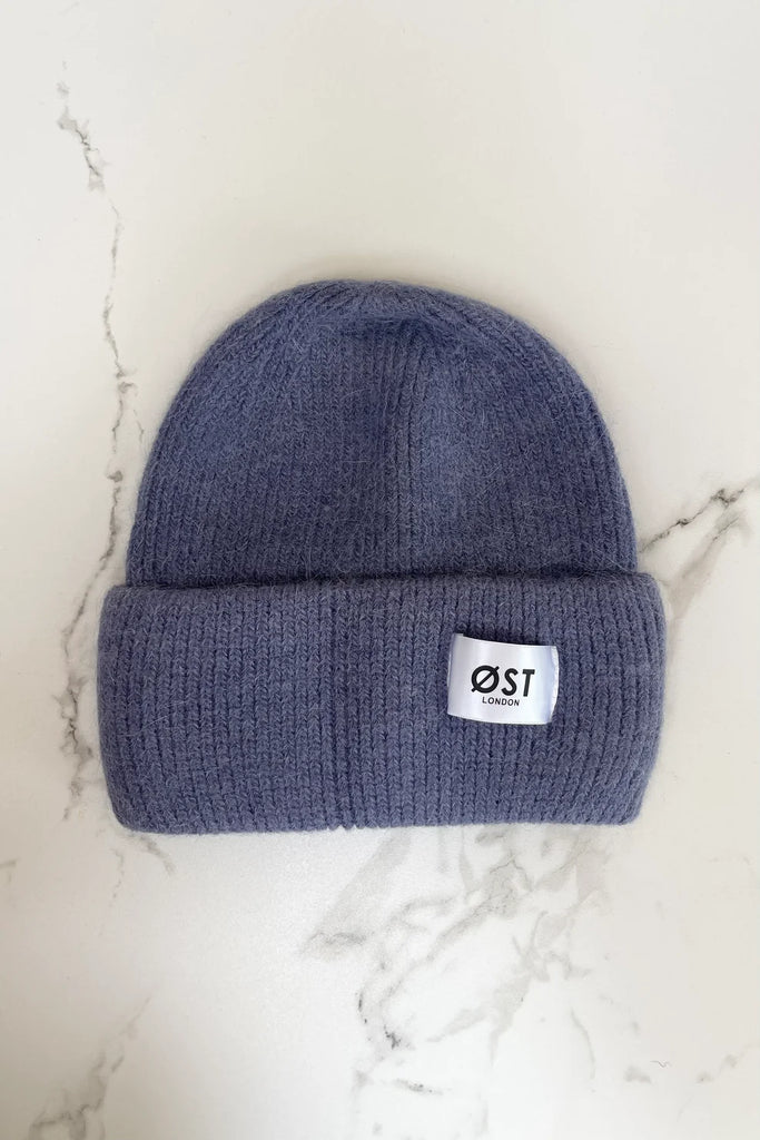 Alpaca Beanie Hat | Denim Blue