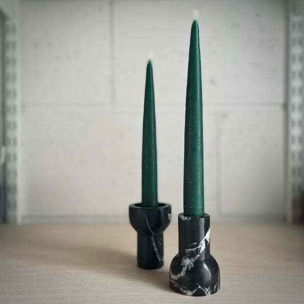 Minimal Marble Candlestick | Como Lava Black