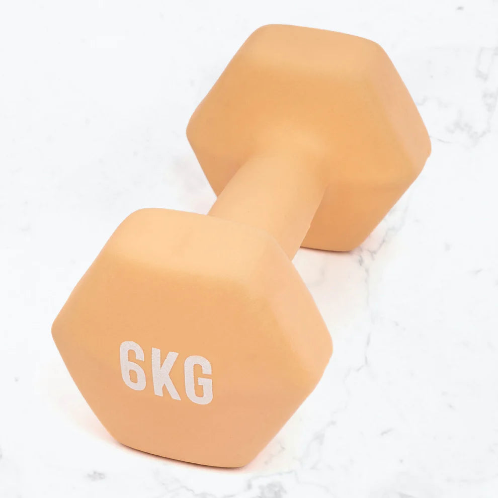 Yoga Fitness Weights | 6kg Coral Hexagonal