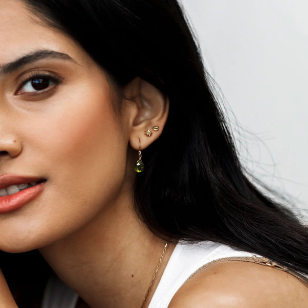 Gold Stud Earrings | Peridot