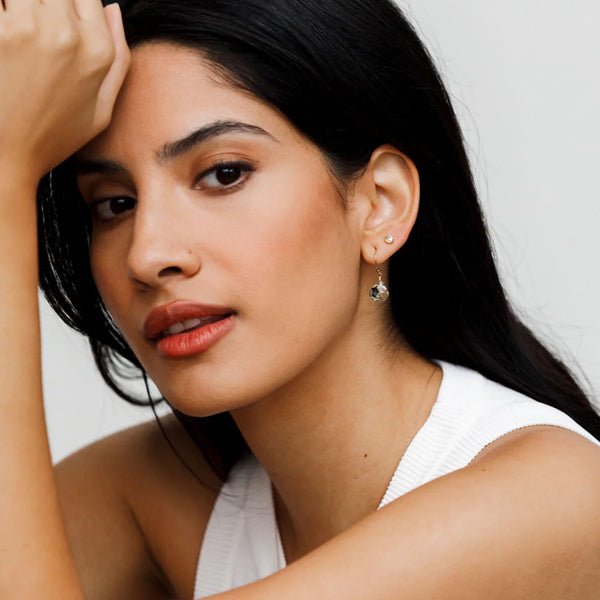 Gold Stud Earrings | Mint Amethyst