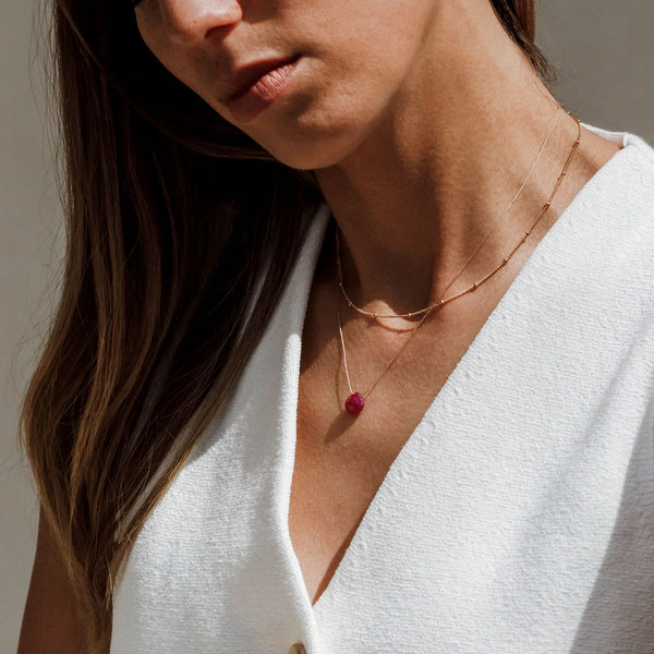Crystal Minimal Necklace | Magenta Jade - NØRDEN