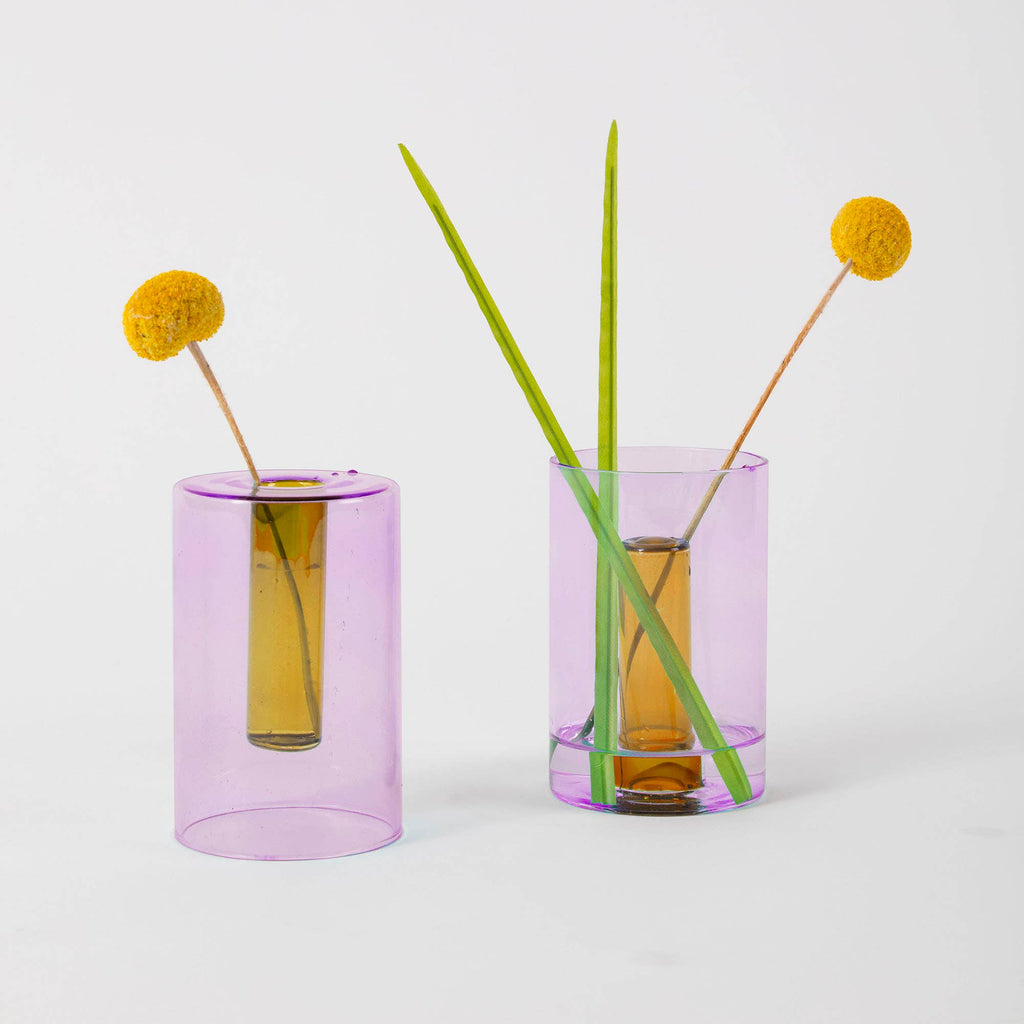 Reversible Glass Vase - Small: Lilac/Peach