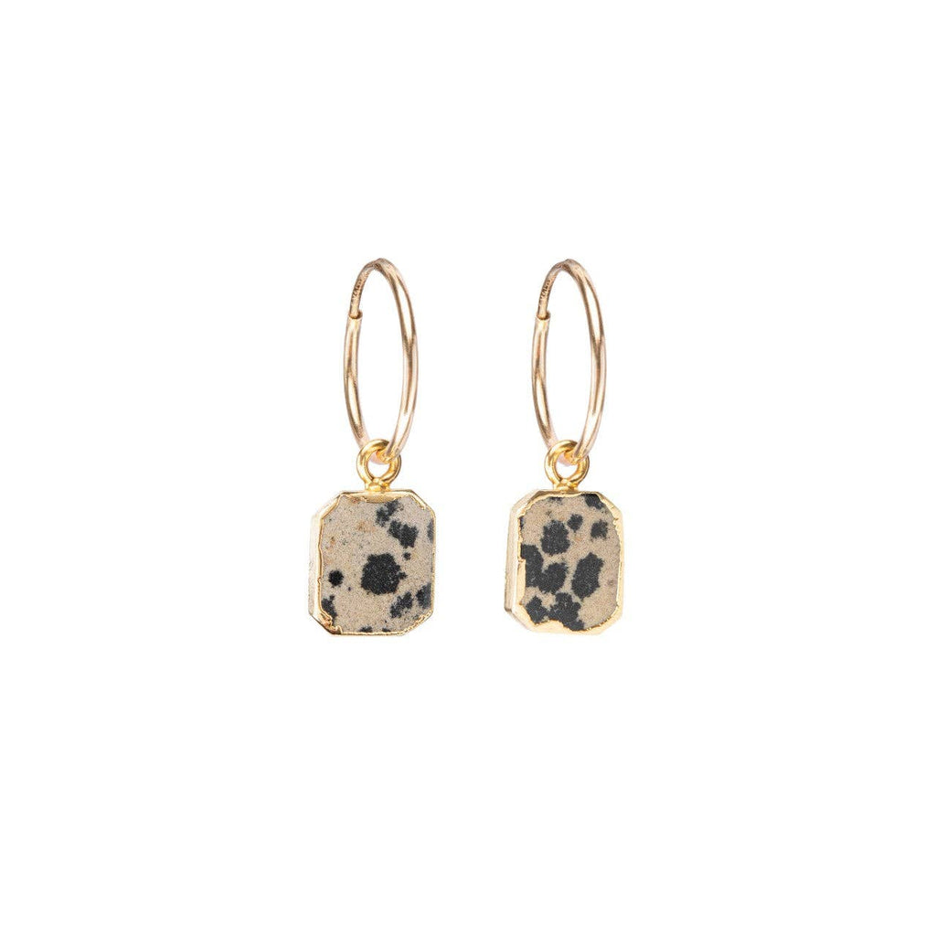 Gold Modern Hoops | Dalmatian Jasper