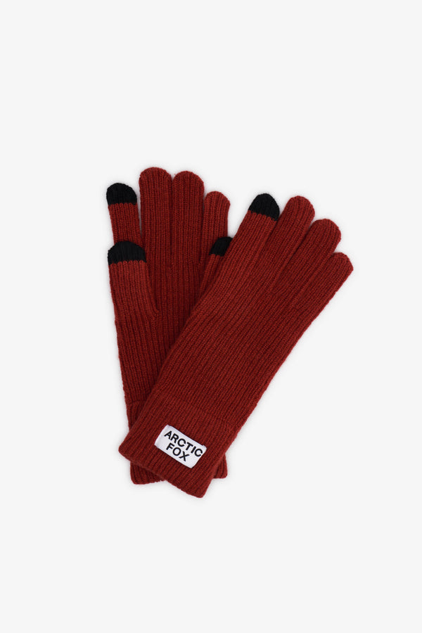 Recycled Knit Gloves | Deep Terracotta