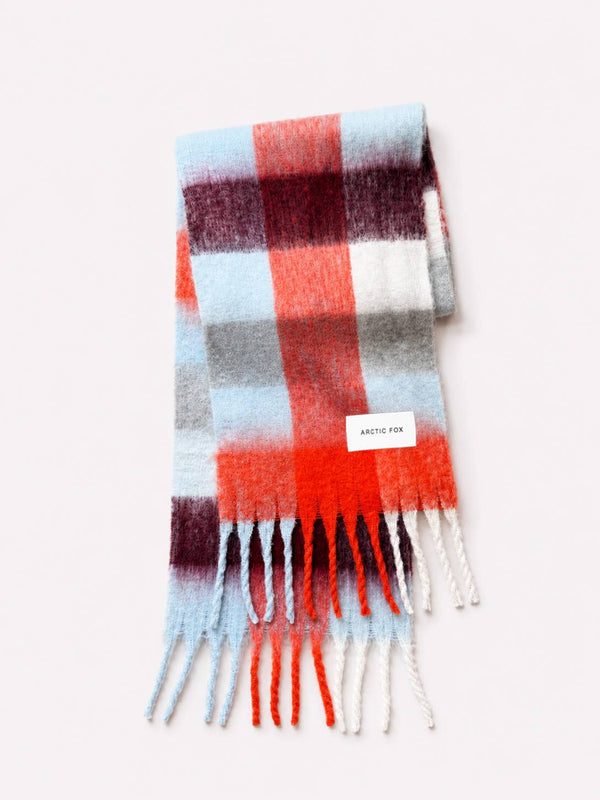 Recycled Soft Scarf | Reykjavik Red Blue Check