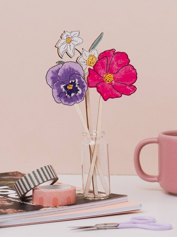 Floral Wooden Decoration | February Violet