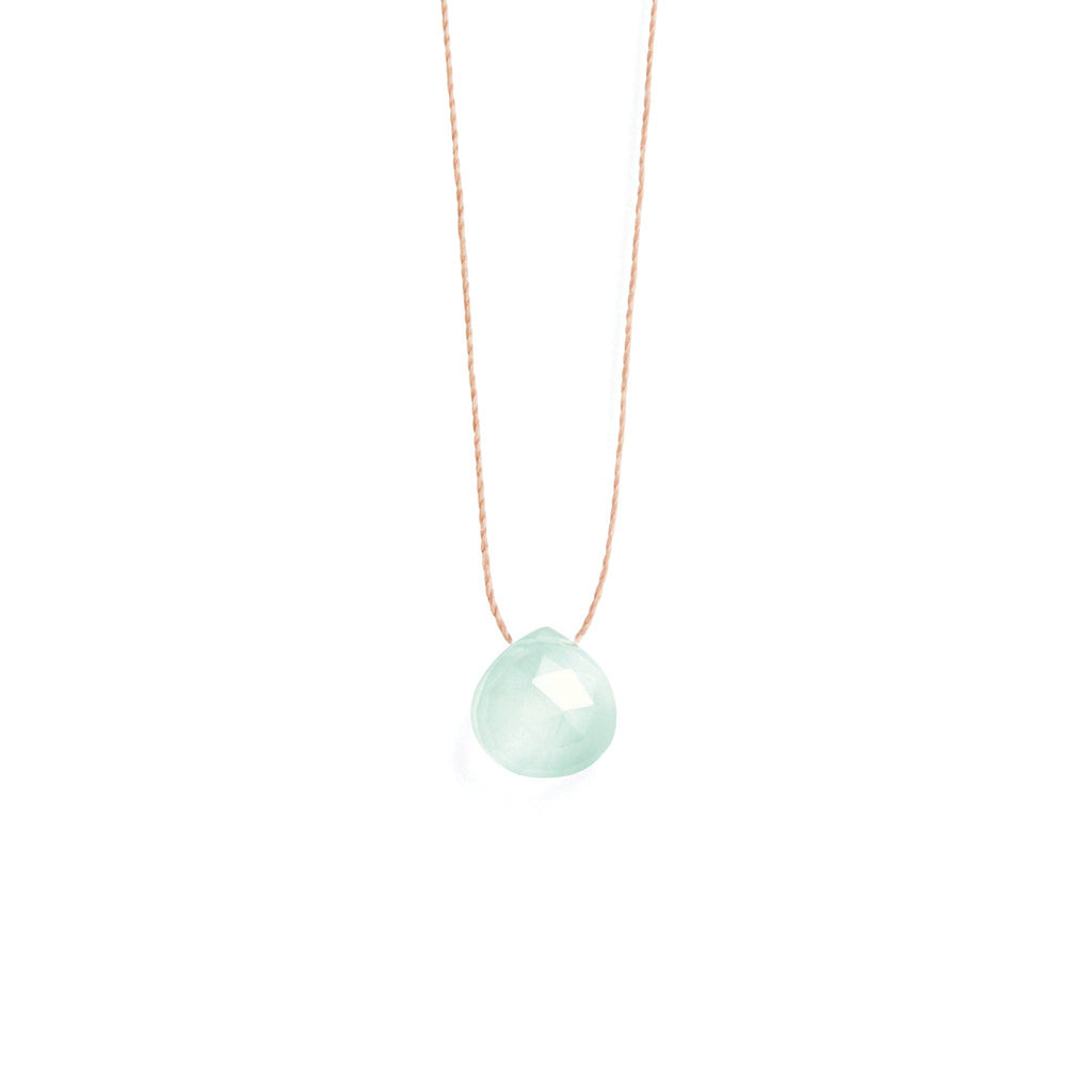 Crystal Minimal Necklace | Sea Glass Chalcedony