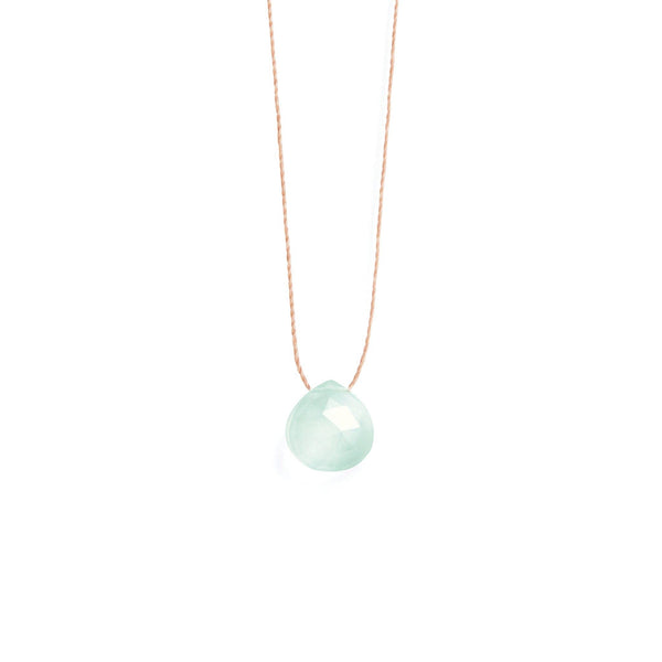 Crystal Minimal Necklace | Sea Glass Chalcedony