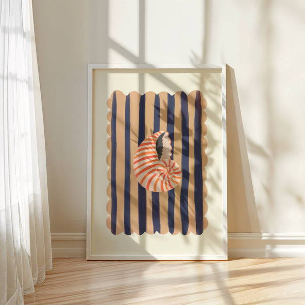 Coastal Art Print | Red Stripe A4