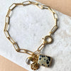 Gold Modern Bracelet | Dalmatian Jasper, Clear Quartz + Moon