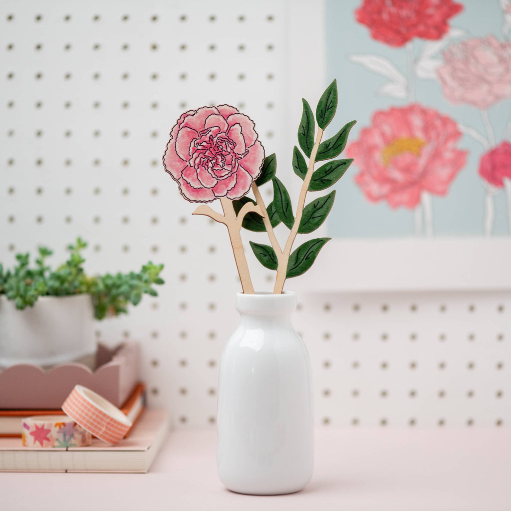 Floral Wooden Decoration | January Carnation