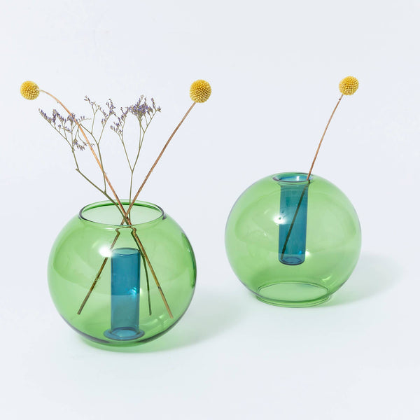 Glass Bubble Vase | Blue + Green