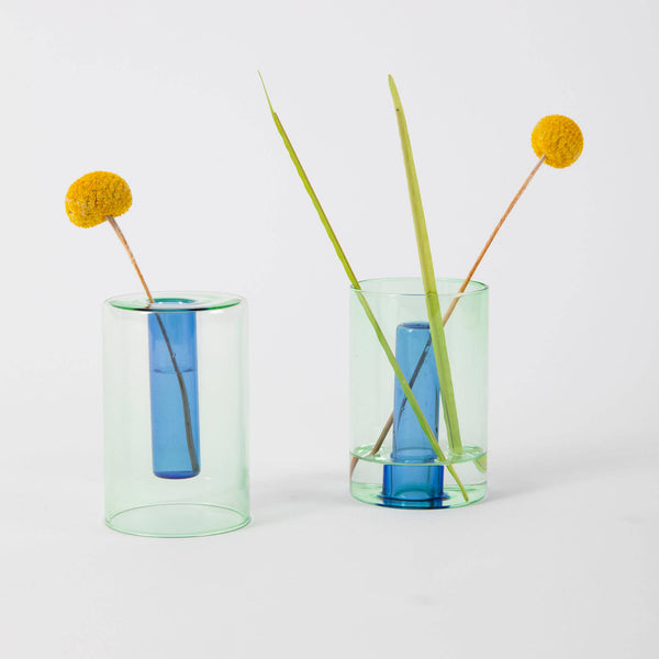 Glass Reversible Vase | Blue + Green
