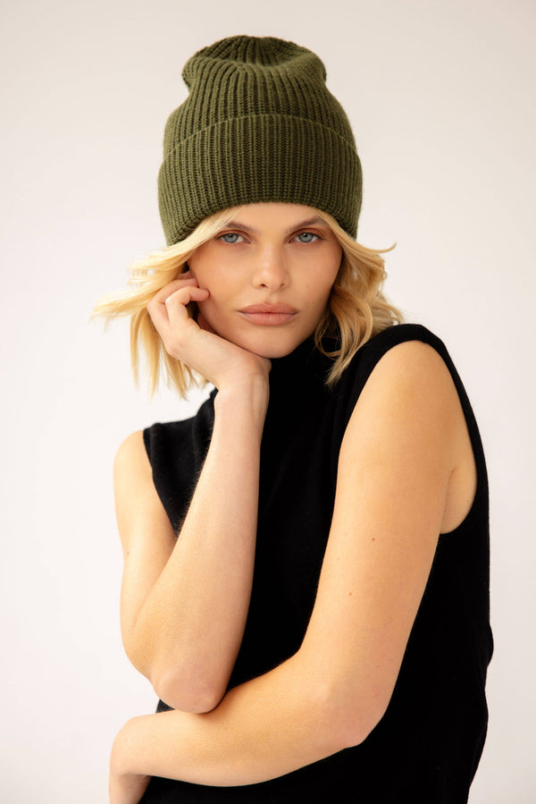 Merino Beanie Hat | Khaki Evergreen 24