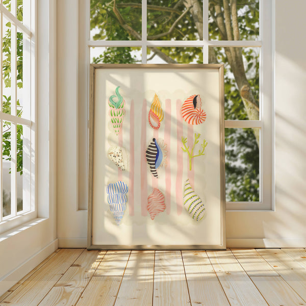 Coastal Art Print | Shell Beach Combing A3