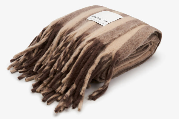 Recycled Soft Throw |  Wool Stripe Burnt Umber 24