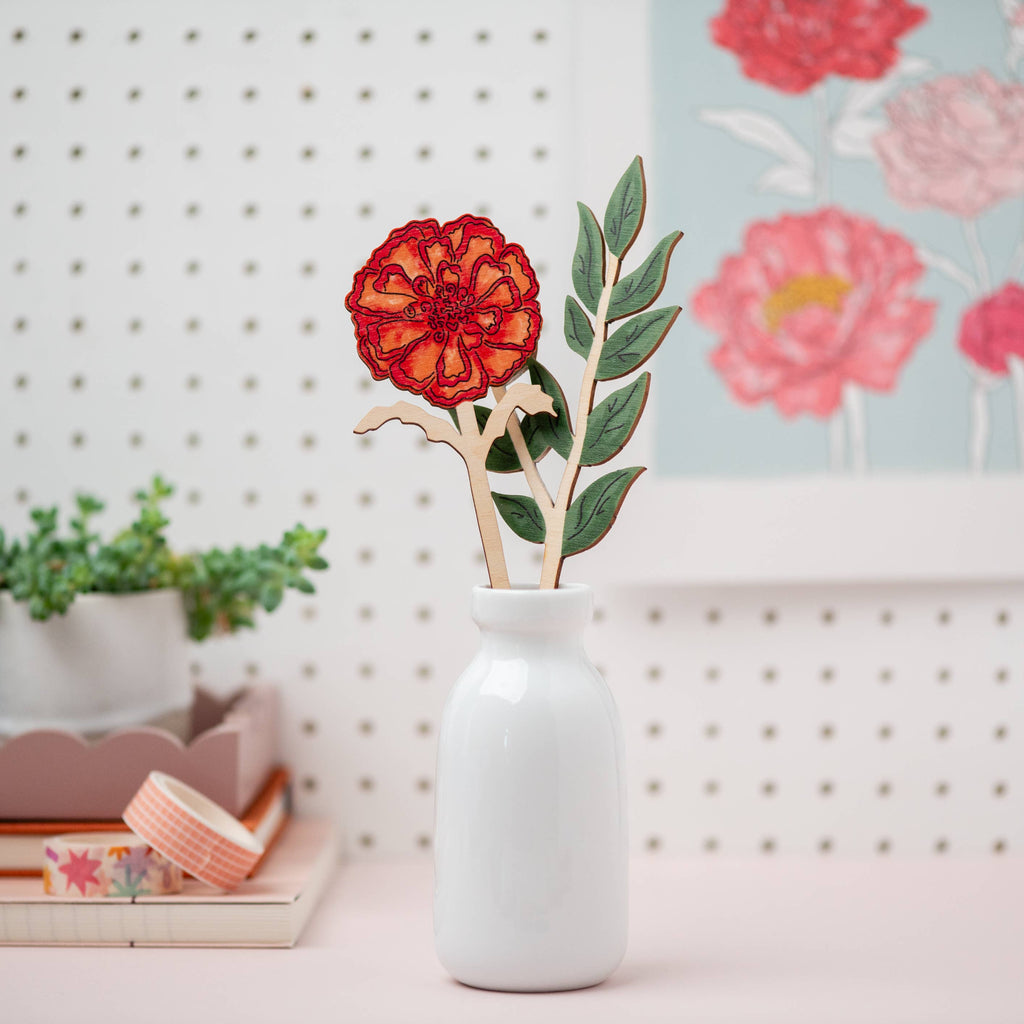 Floral Wooden Decoration | October Marigold