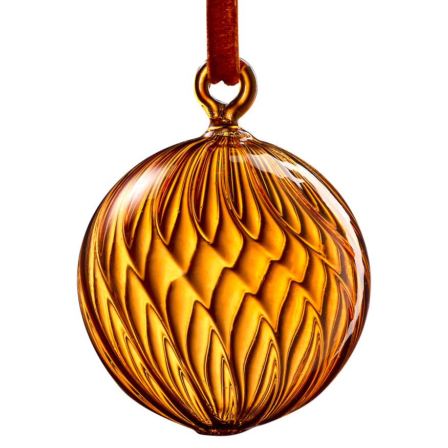 Christmas Glass Bauble | Amber 6cm