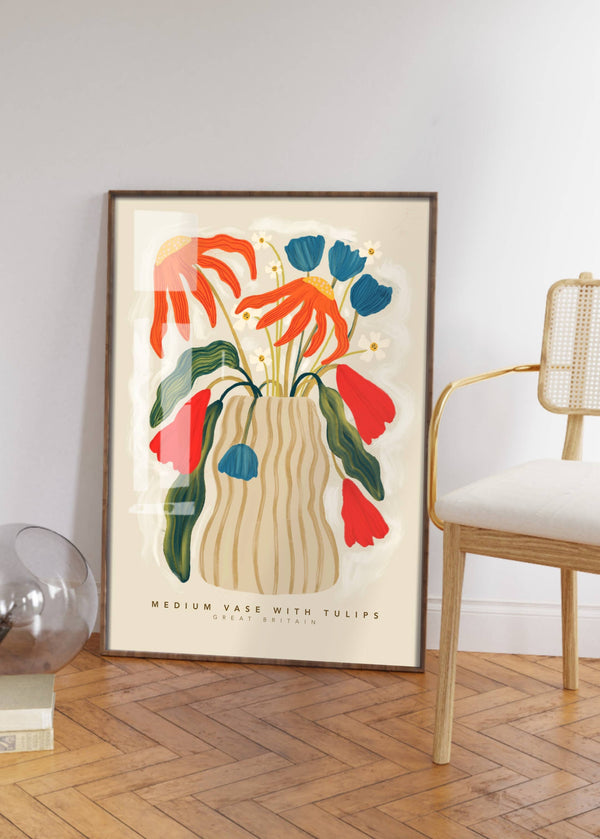 Floral Art Print | Medium Vase with Tulips A3