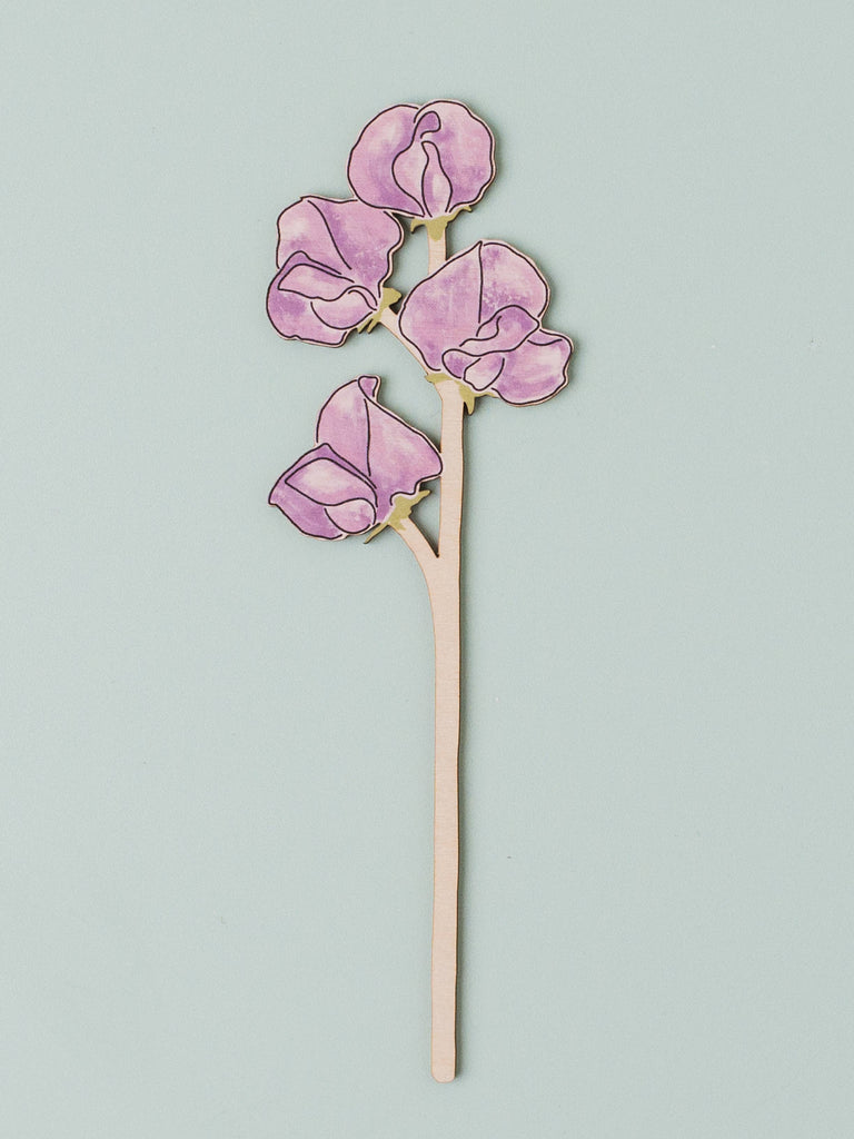 Floral Wooden Decoration | Sweet Pea April