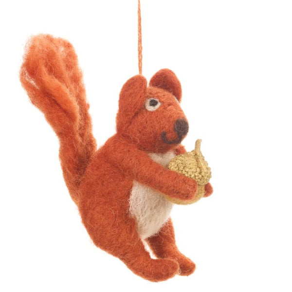 Natural Felt Decoration | Squirrel + Acorn