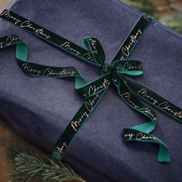 Christmas Gift Ribbon | Green Velvet - NØRDEN
