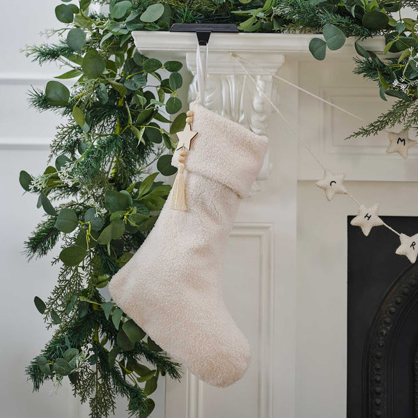 Christmas Festive Stocking | Cream Boucle - NØRDEN