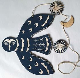 Bird Screenprint Decoration | Storm Blue Owl - NØRDEN