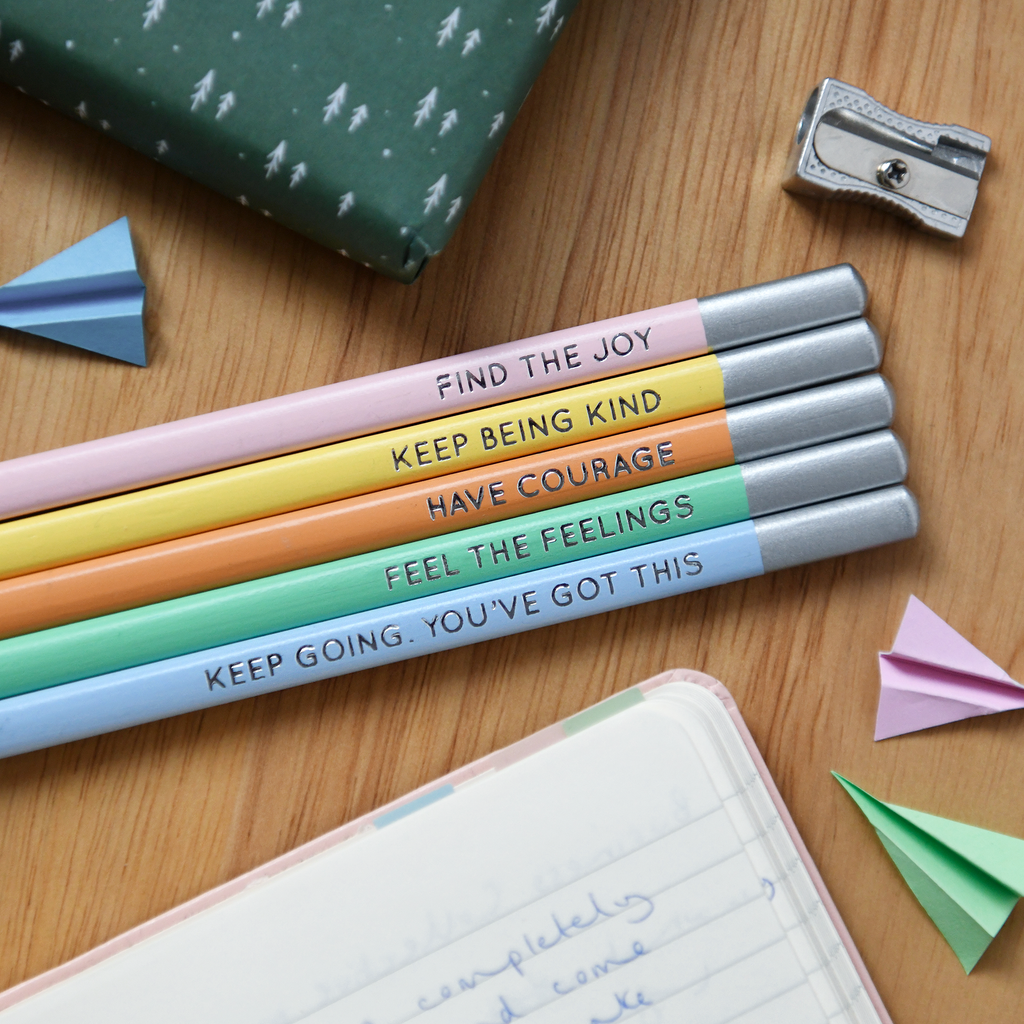 A Set Of Five Daily Reminder Positive Pencils - NØRDEN